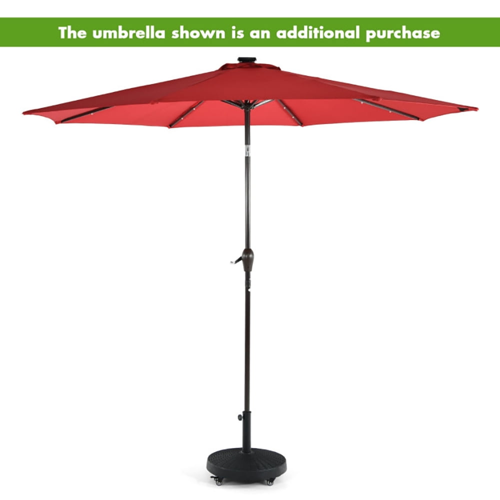 Aimee Lii 50 LBS Patio Wicker Style Resin Umbrella Base Stand Heavy Duty with Wheels, Umbrella Stand Outdoor Base