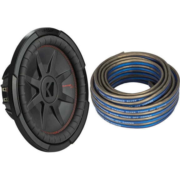 Kicker 48CWRT124 CompRT 12" Subwoofer, DVC, 4-ohm - Includes Speaker Wire