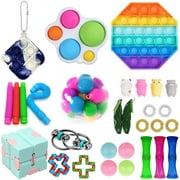 Hirigin 30PCS Fidget Toys Set Sensory Simple Dimple Pop Bubble Infinite Cube Stress Ball Anti-Anxiety Toys