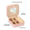thumbnail image 3 of Uxcell Travel Jewelry Case, Small Jewelry Organizer Portable Mini Jewelry Box with Mirror Square Style 1, Pink, 3 of 5