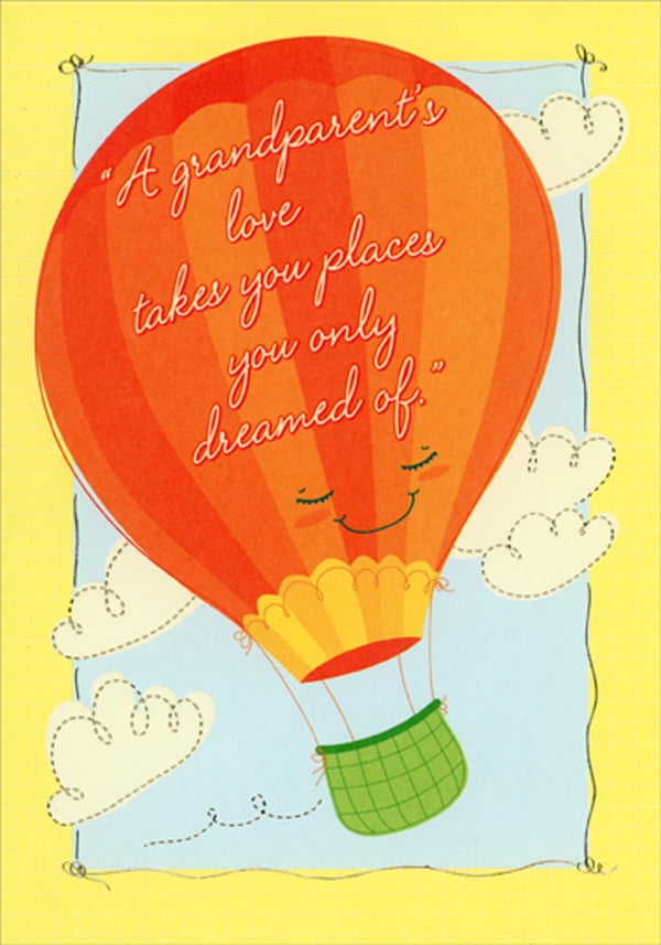 Designer Greetings Orange Hot Air Balloon with Face Grandparent's Day Card