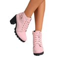 thumbnail image 5 of Lace Up Platform Boots for Women with Chunky Heel and Round Toe, Side Zipper Ankle Booties for Winter Fall Daily Wear, 5 of 6