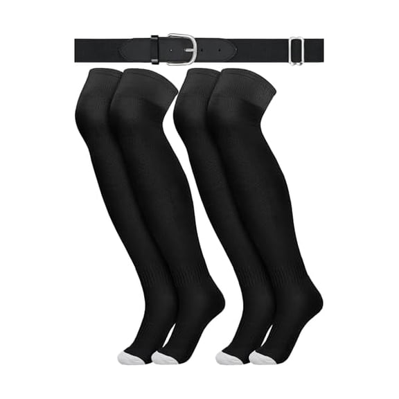 Eryueer3 Pcs Baseball Belt and Socks Combo Youth Over Knee Sock Men's Baseball Belts Stockings Softball Belt