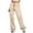 Khaki, variant on qolati Cargo Pants for Women Baggy Lightweight Zipper Pull On Jogger Trousers Casual High Waisted Multiple Pockets Hiking Cinch Bottom Sweatpants