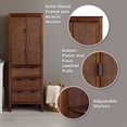 thumbnail image 3 of Teamson Home Hatteras Modern Linen Cabinet, Storage with Adjustable Shelf & Deep Drawers, Rattan Doors and Solid Wood Frame, 3 of 11