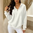 thumbnail image 5 of Perfectbot Women Waffle Knit Henley Hoodie, Long Sleeve Drawstring Pullover Fall Casual Sweatshirt, 5 of 7