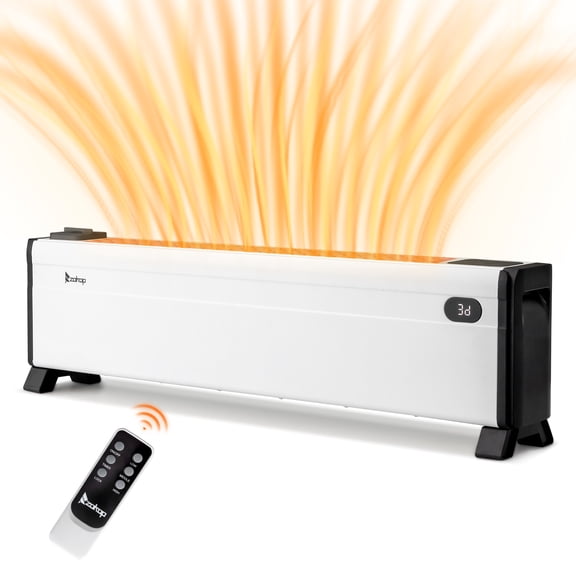 Zimtown Electric Baseboard Space Heater, 1500W Convection Heater with Remote Control, 12H Timer, Thermostat, Built-in Humidifier, Overheating & Tip-Over Protection for Home Bedroom Office