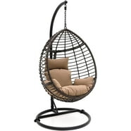 ACME Vasant Patio Swing Chair with Stand, Fabric & Wicker (1Set/3Ctn