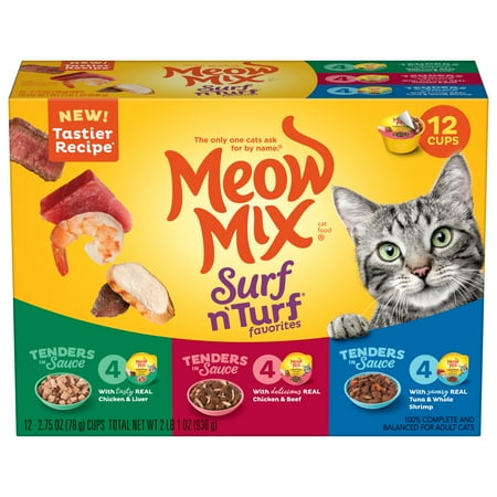 UPC: 0829274505727 | Meow Mix Surf  N Turf Variety Pack Cat Food  2.75-Ounce