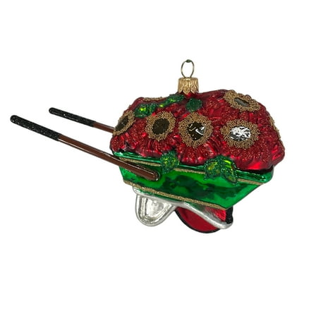Garden Wheelbarrow with Flowers Polish Glass Christmas Ornament Decoration