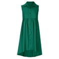 thumbnail image 5 of RQYYD Women's Solid Color Nightshirt Notch V Neck Sleeveless Button Down Nightdress Cotton Linen Nightgown 2024, 5 of 6