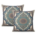 thumbnail image 1 of Boho Chic Green Monaco Rug Pillow Covers - Double Sided Pattern, 18x18 inch, Set of 2, 1 of 7