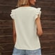 thumbnail image 2 of Tops sin mangas con volantes para mujer, colores puros, camisetas casuales con cuello en V para citas y compras, 2 of 5