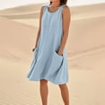 thumbnail image 6 of WQQZJJ Women's Summer Casual Dresses Cotton Linen Crew Neck Sleeveless Tank Dress Loose Sundress with Pocket, 6 of 9