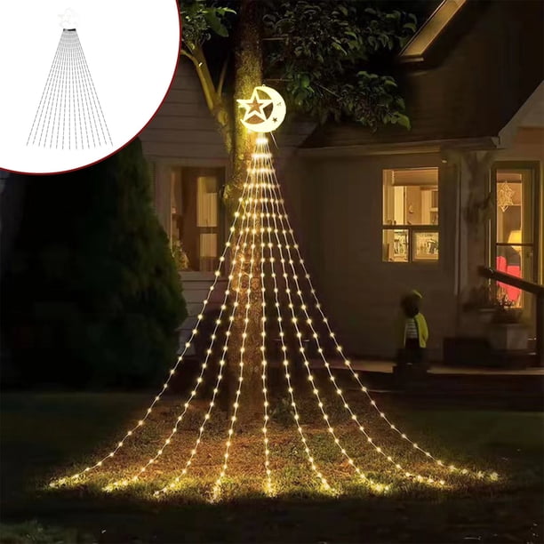 Cadena de luces solares navideñas para exteriores, árbol de Navidad decorativo a prueba de lluvia para patio, luces navideñas en cascada, patio colgante para exteriores, porche, jardín y Akmoler
