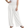 thumbnail image 4 of Women Wide Leg Palazzo Pants High Waisted Casual Lounge Pants 2026 Summer Beach Vacation Outfits with Pockets (White,S), 4 of 4
