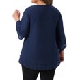 thumbnail image 3 of Agnes Orinda Plus Size Shirt for Women 3/4 Bell Sleeve V Neck Double Layers Chiffon Blouse Top 4X Navy Blue, 3 of 6