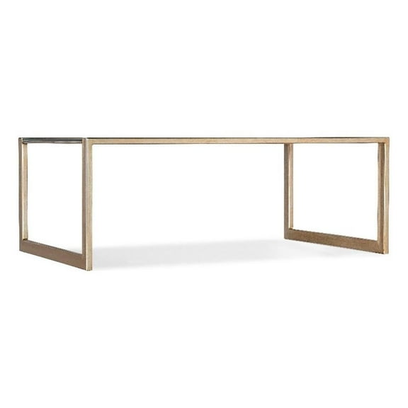 Pemberly Row Contemporary Rectangle Cocktail Table in Gold Wood