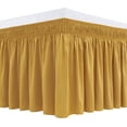 thumbnail image 1 of HEIBINWrap Around Bed Skirts for King & Cal King Beds 21 Inches Drop, Gold Elastic Dust Ruffles Easy Fit Wrinkle & Fade Resistant Silky Luxurious Fabric Solid Machine Washable, 1 of 7