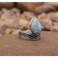thumbnail image 3 of Solid 925 Sterling Silver Ring For Womens, Larimar Ring Gemstone Unique Handcrafted Ring For Her, 3 of 6