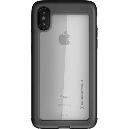 Ghostek Atomic Slim Clear iPhone X 10 Case with Space Metal Bumper Super Heavy Duty Protection Shockproof Military Grade Aluminum Wireless Charging Compatible for 2017 iPhone X 10 (5.8 Inch) - (Black)