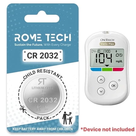 Replacement Battery for OneTouch Verio Flex Blood Glucose Monitor - 2 Pack