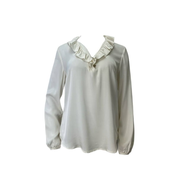 ELIZABETH MCKAY Women's Collared Elizbeth Blouse, White, 6