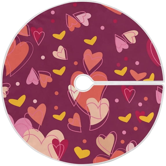 FMSHPON Love Heart Xmas Christmas Tree Skirt Stand Mat for Holiday Party Decoration Indoor Outdoor 36 inches