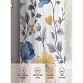 thumbnail image 6 of Yellow Blue Floral Sheer Curtains 45 inches Long 2 Panels Set Vintage Leaf Tiers Sheers Rod Pocket Small Window Short Curtains for Kitchen Cafe, Each 52" W x 45" L, 6 of 7