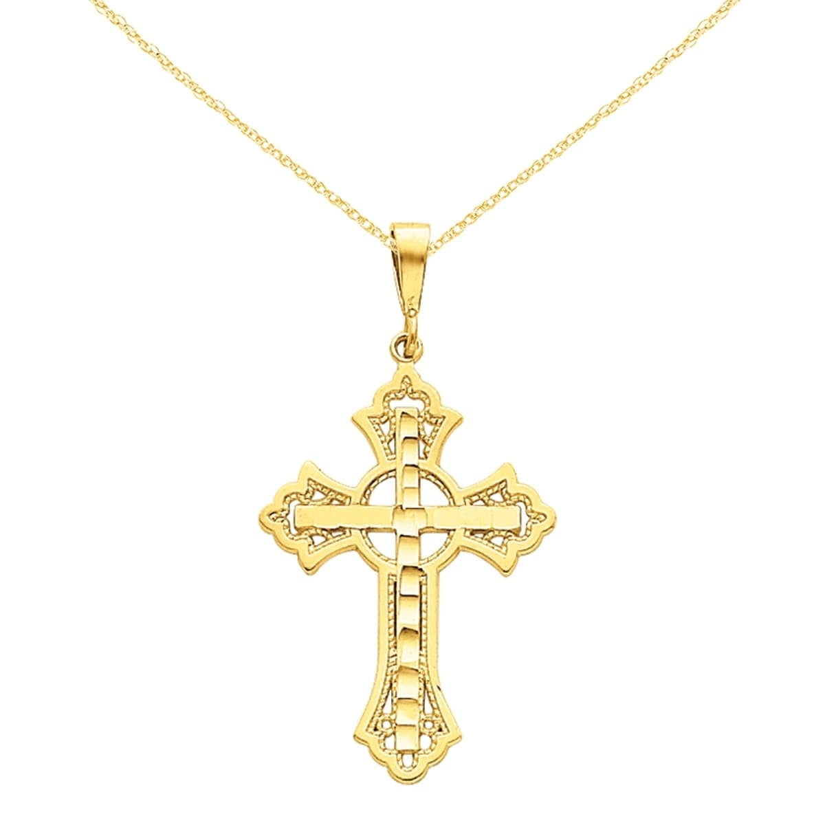 Gold Celtic Cross - Emerald - Diamonds - Necklace