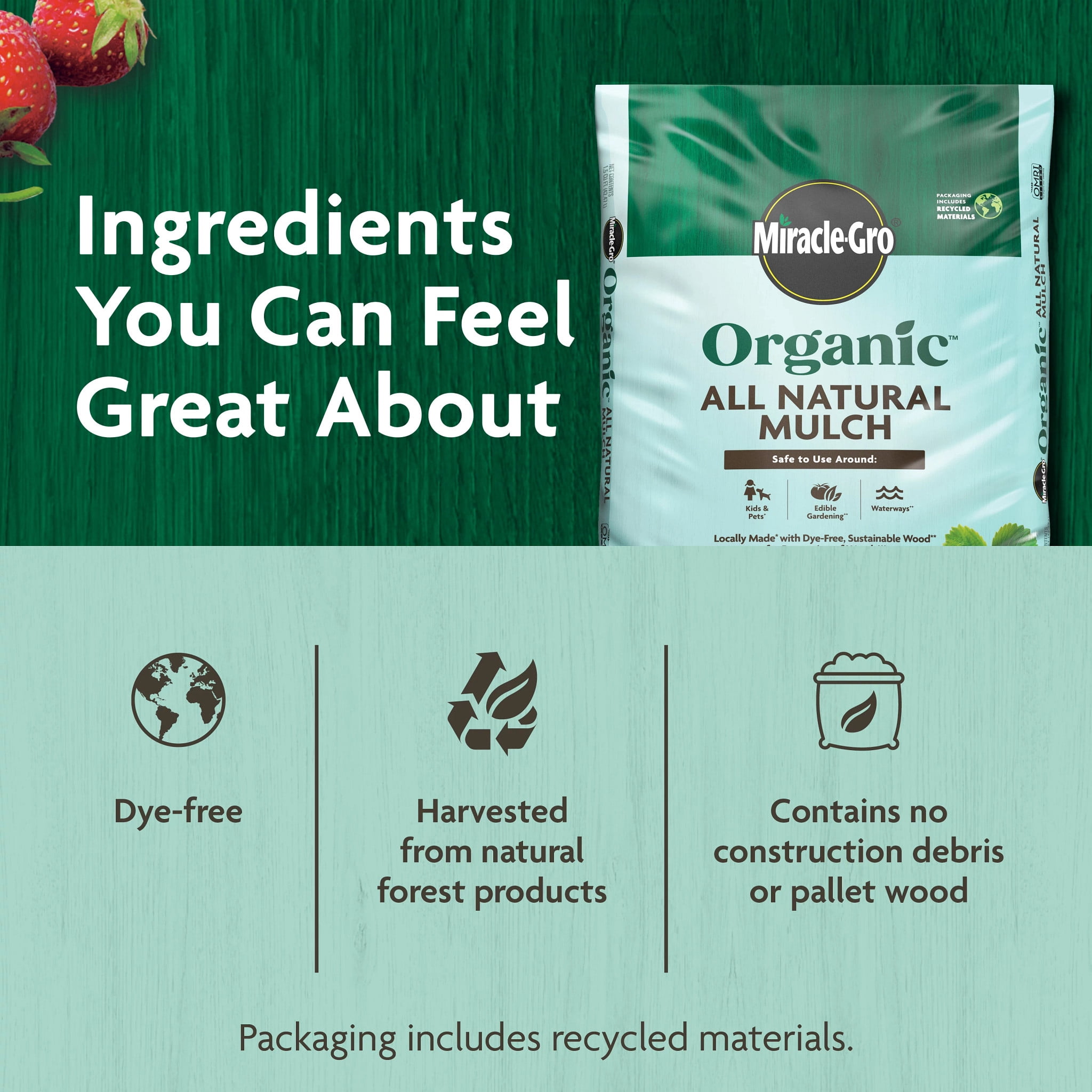 Miracle-Gro Organic All Natural Mulch, OMRI Listed, 1.5 cu. ft.