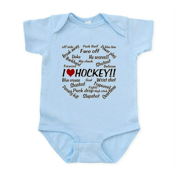 CafePress - I Love Hockey Infant Bodysuit - Baby Light Bodysuit, Size Newborn - 24 Months