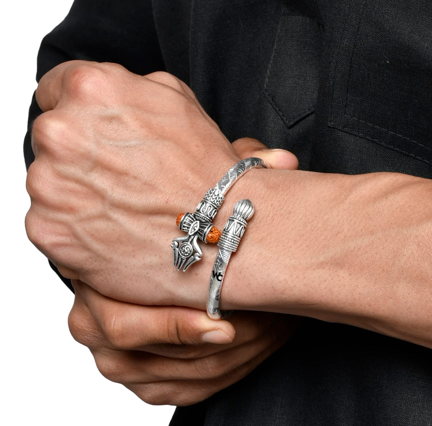 Wonder Care Shiv Bracelet Cuff Kada for men| Lord Shiva Bahubali Brass Bracelet for men| Religious Brass Shiv Kada | Free size Bracelet for Mahashivratri | Mahadev Bracelet