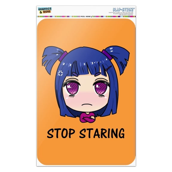 Stop Staring Kawaii Chibi Girl Pigtails Home Business Office Sign