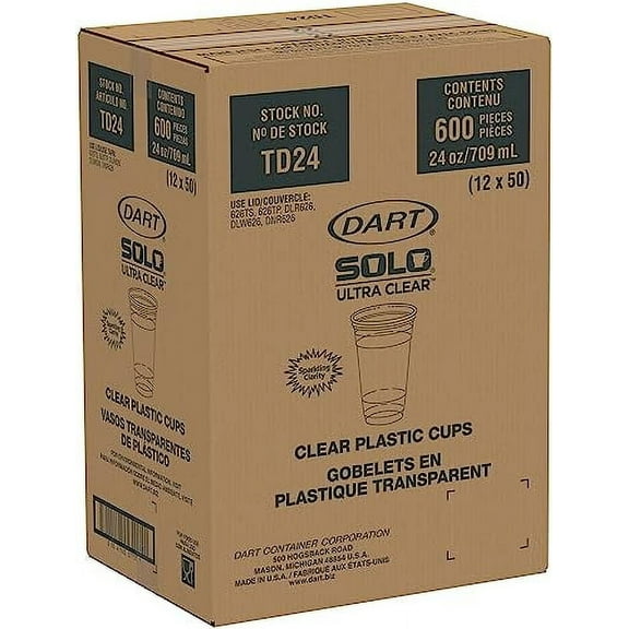 DART - DCCTD24 Dart TD24 24 oz Ultra Clear PET Plastic Cup (Case of 600)