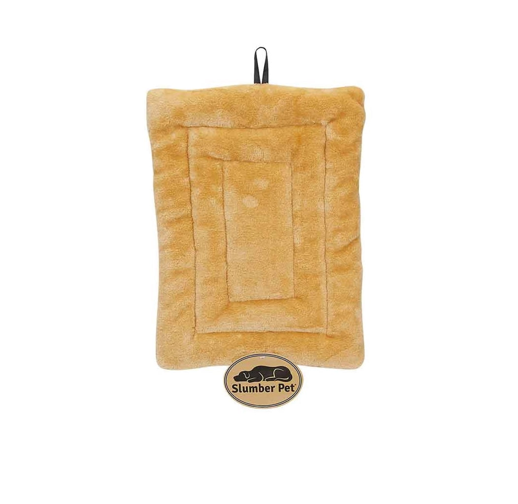 Golden Tan Sand Dog Crate Mat Bed Comfortable Durable Soft Double Sided Plush (Large - 32" x 20")
