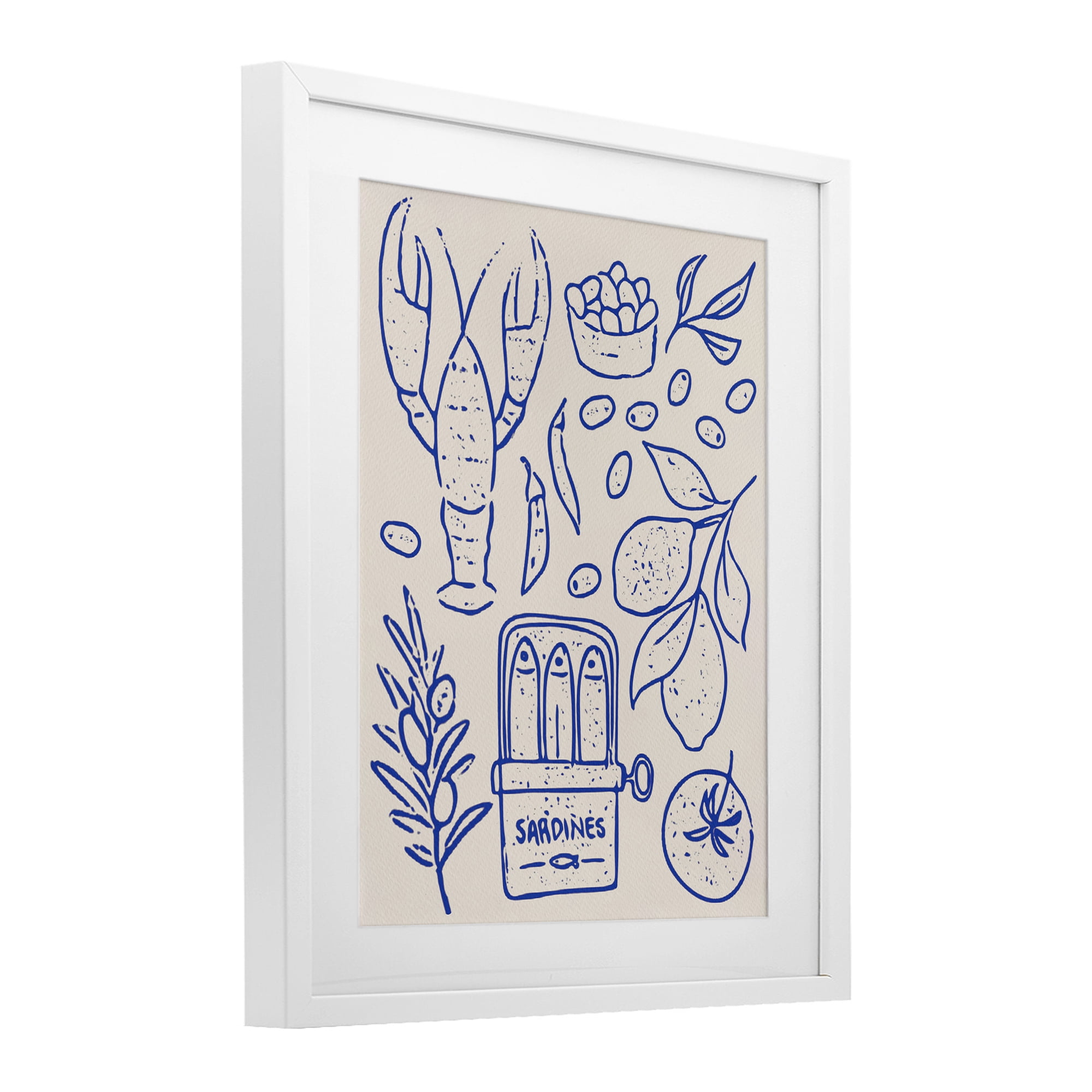 Stupell Industries Seafood & Herbs Simplicity White Framed Print Under Glass, design by Camila Juncos