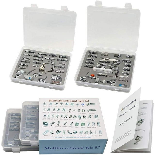 GHSDFBB Professional Domestic 52pcs Sewing Machine Sewing Foot Presser Foot Presser Feet Set with Plastic Storage Box for Brother, Singer, Babylock, Janome and Kenmore Low Shank Sewing Machines
