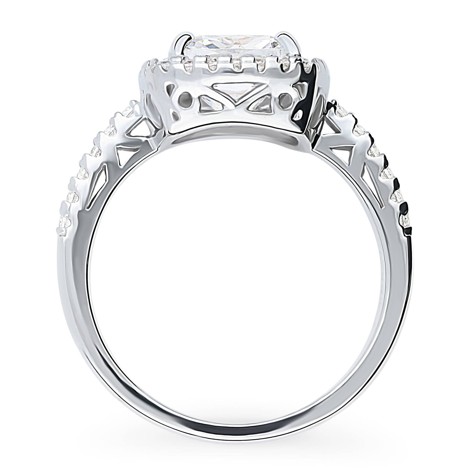 BERRICLE Sterling Silver Halo Wedding Engagement Rings Cushion Cut Cubic Zirconia CZ Promise Ring for Women, Rhodium Plated Size 6.5