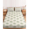 thumbnail image 2 of Twin XL Size Fitted Sheet Set - Sage Green Palm Trees 2 Piece Bedding Sets 16" Deep Pocket Fitted Sheet with 1 Pillowcases, Tropical Summer Seaside Rustic Brushed Microfiber Hotel Luxury Bed Sheets, 2 of 9