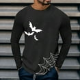 thumbnail image 2 of Halloween Gift for Men T Shirt for Men Halloween Batnet Long Sleeve Crewneck Top Novelty Tee for Seasonal Fashion Black XL, 2 of 5