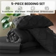 thumbnail image 5 of Baauye Queen Comforter Set, 5 Pieces Black Comforters, Pintuck Bedding Sets for All Season, Bed in a Bag with Comforter, 1 Fitted Sheet, 1 Flat Sheet, 2 Pillowcases & 2 Shams, 5 of 7