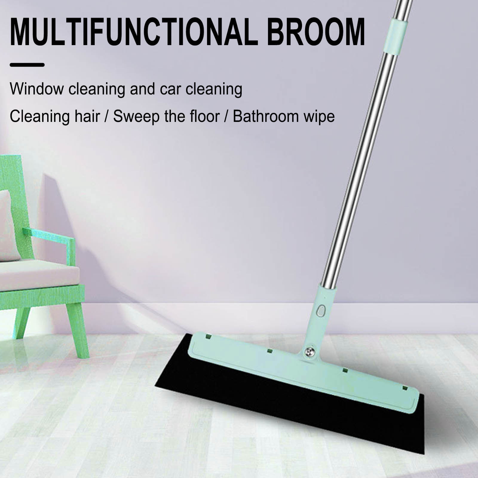 Floor Squeegee 51in Broom Bathroom Kitchen Tile Pet Hair Floor Water Foam  Clean