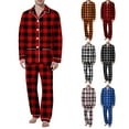 thumbnail image 2 of YAYUBA Matching Holiday Family Pajama Sets Mens Plaid Pajama Set, Soft Print Pajamas for Men, Lightweight Warm PJS with Pockets,Orange,XXXL, 2 of 4