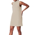 thumbnail image 3 of Lucakuins Vestido sin mangas de verano para mujer Color sólido Sin mangas Medio cuello alto Línea A Vestido suelto con bolsillo Lucakuins  moda, 3 of 5