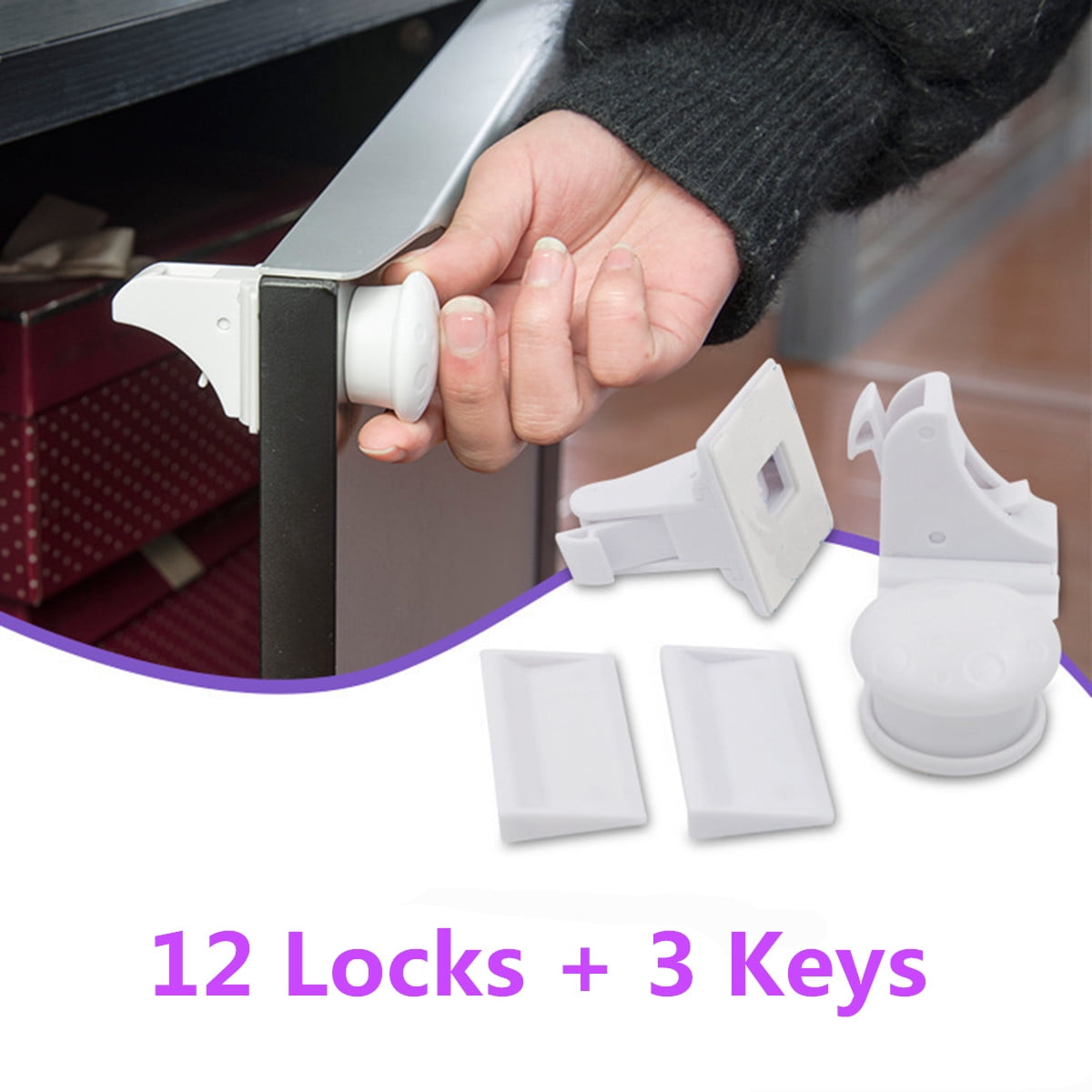 (12 Locks + 3 Keys) Locks Child Proof