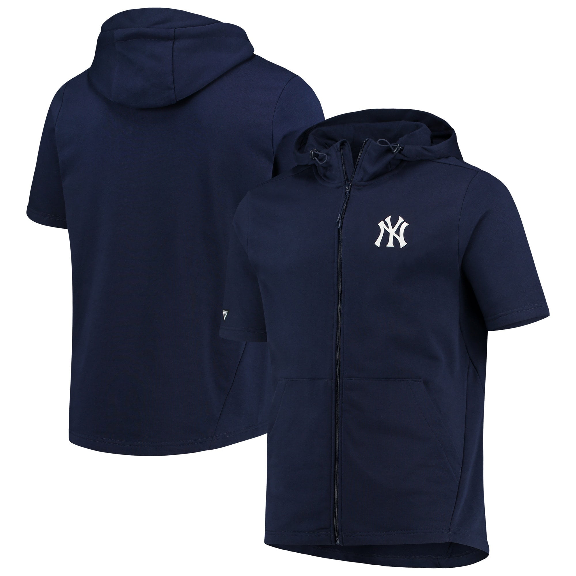 Men s Navy NY Yankees Short Sleeve Full Zip Hoodie Morocco Ubuy