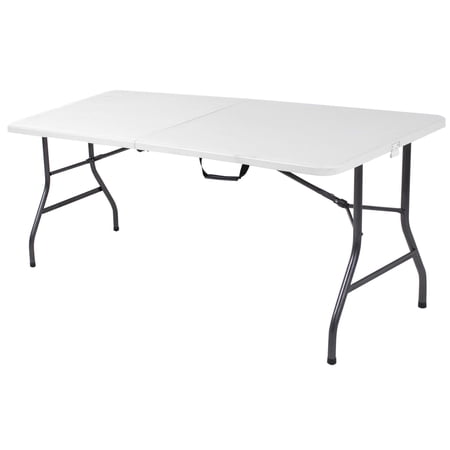 Fold-in-Half Banquet Table with Handle,Folding Table,White