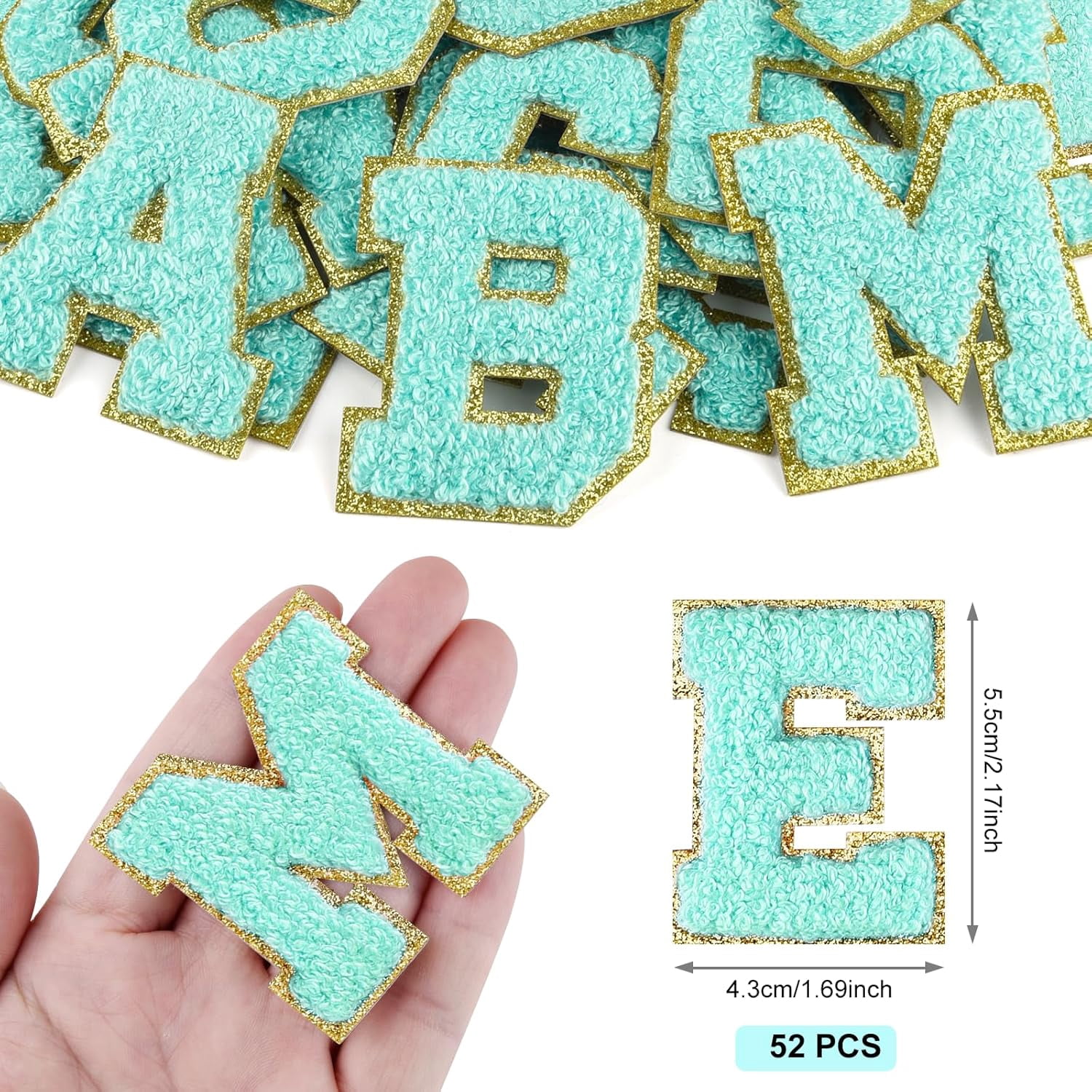 NANAHuang 26Pcs Self Adhesive Chenille Letter Patches A-Z, Chenille Letters for Clothing, Fabric, Shoes, Bags (Light Pink)