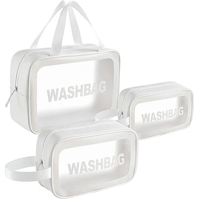 Neceser transparente para mujer, neceser de viaje para maquillaje, neceser impermeable (blanco)